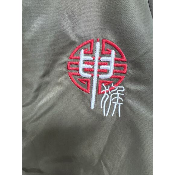 Bibisama Zodiac Monkey Olive Green Bomber Jacket XS-S Embroidered Streetwear - Picture 11 of 16